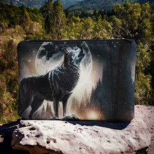 Saszetka, kosmetyczka z wodoodpornej tkaniny kolekcja Matka Natura WYJĄCY WILK