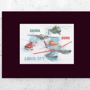bajkowy plakat z samolotami, fajne plakaty dla dzieci, samoloty plakat A4, plakat do pokoju chłopca, plakat dla chłopca, plakaty do dziecięcego pokoju, planes poster a4
