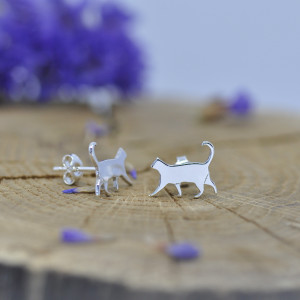 Kot / Kotek / Kotki - kolczyki sztyfty, srebro 925