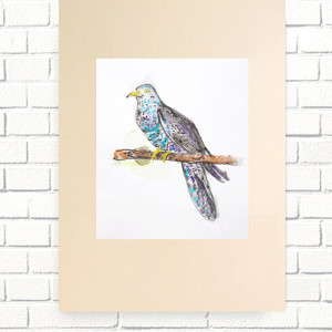 retro plakat A3, retro grafika na ścianę, 30x40 plakat z ptaszkiem, ptaszek obrazek do domu, vintage plakat do przedpokoju, zwierzęta obrazek A3