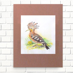 retro plakat 30x40, ptaszek plakat A3, dudek obrazek do domu, vintage plakat, vintage obrazek z ptaszkiem, vintage grafika na ścianę, zwierzęta obrazek