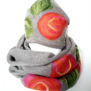 komplet wełniany szary jasny komplet z czapką