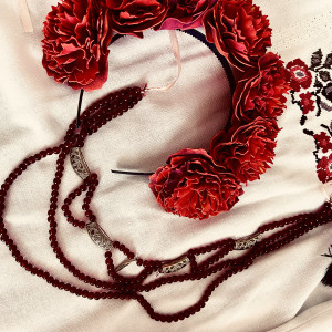 Opaska do włosów - DUŻE KWIATY PIWONIE