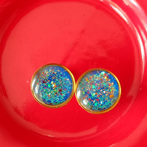 Kolorowe sztyfty gwiazdy niebo galaktyka modne kolczyki