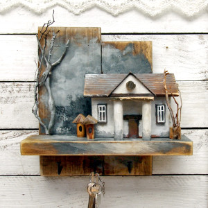 Drewniany wieszak na klucze - Mglisty Poranek