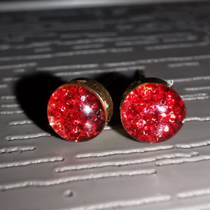 Błyszczące kolczyki czerwone kolczyki brokat błysk blask