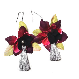 Kolczyki boho kwiaty chwosty