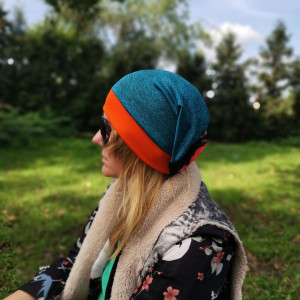 Czapka niebieska boho