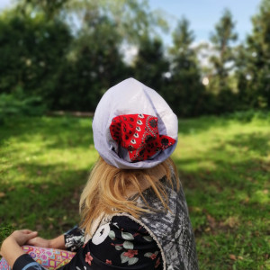 Czapka szara  boho duza