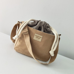 Torebka S O F I A Beige - mała beżowa torebka z kominem z nubuku