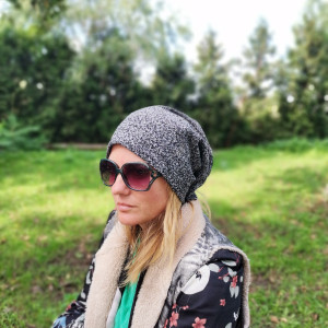 Czapka tkanina szara na podszewce