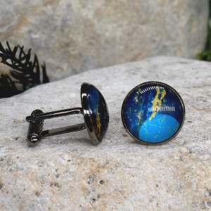 Czarne spinki do mankietów koszuli z oczkiem / abstrakcja, geometria #207