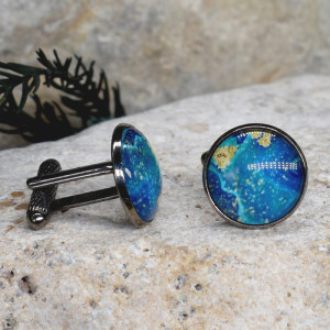 Czarne spinki do mankietów koszuli z oczkiem / abstrakcja, geometria #231