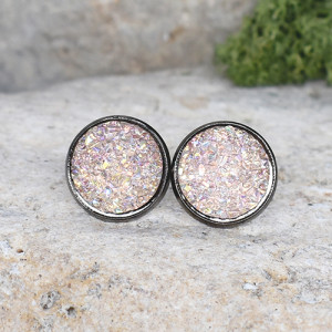 Stalowe kolczyki wkrętki z druzami boho #81