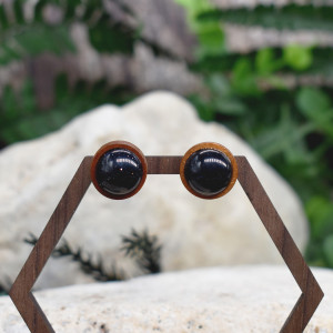 Drewniane kolczyki sztyfty z kamieniem / Noc kairu #116