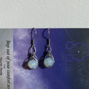 Kolczyki  z opalitem STAL CHIRURGICZNA