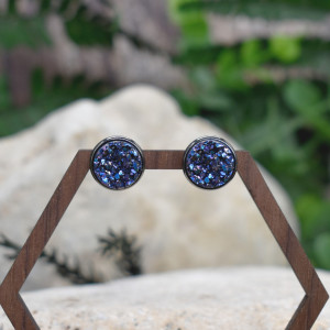 Stalowe złote kolczyki sztyfty z druzami #122