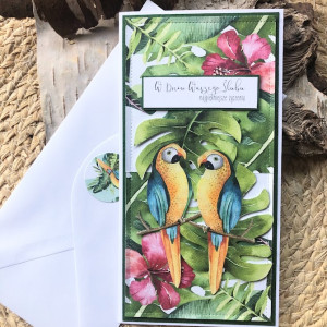 172,,kartka na ślub z papużkami