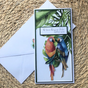 173,kartka na ślub z papużkami