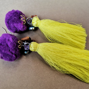 Kolczyki żółto fioletowe