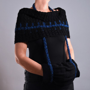 Komplet KARNAWAŁ# Ocieplacz na szyję +mufka# Merino i akryl