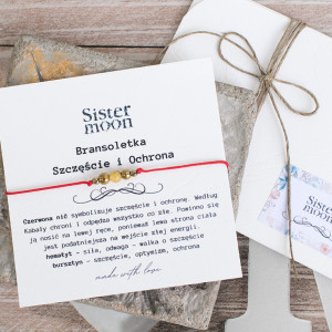 Czerwona bransoletka Szczęścia i Ochrony – Bursztyn