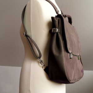 LILITH CHIMERA Suche Trawy Plecak Skóra Naturalna Zamsz BURY BRĄZ