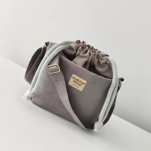 Torebka S O F I A Grey - mała szara torebka z kominem z nubuku