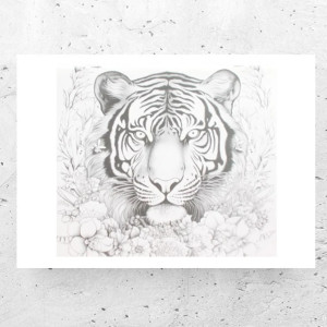 biało czarny plakat z tygrysem, zwierzęta plakaty A4, tygrys plakat, retro plakat A4, skandynawskie plakaty do domu, nowoczesne plakaty do loftu, ładny plakat na ścianę, poster A4