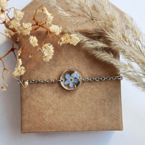 Bransoletka z niezapominajką kolor srebrny