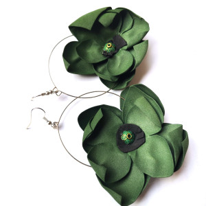 Kolczyki lekkie kwiaty zielone