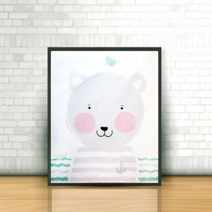 nowy plakat z misiem, miś plakat 40x50, pastelowy plakat dla dzieci, obrazek do dziecięcego pokoju, plakat naklejka 40x50