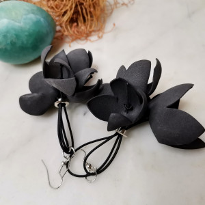 Kolczyki lekkie kwiaty czarne