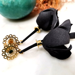 Kolczyki lekkie kwiaty czarne