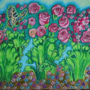 Obraz 'Ogród różany' Anny Korszla 70x50 cm