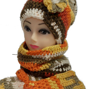 Komplet czapka + komin + rękawiczki handmade