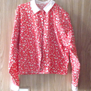 czerwona bluzka długi rękaw, boho bluzka, bawełniana koszula damska, koszulowa bluzka z bawełny