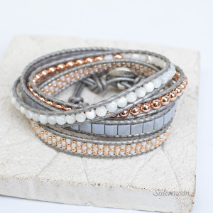 Bransoletka owijana z minerałami Rose Gold