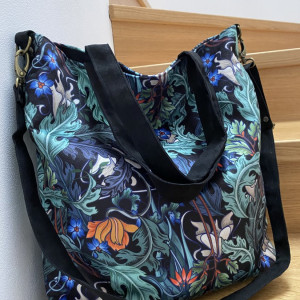 Torba hobo XXL - print zaczarowany ogród