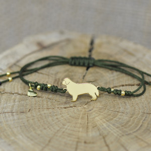 Nowofundland - bransoletka z psem, srebro 925 pozłacane