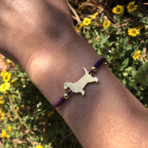 Grand Basset - bransoletka z psem, srebro 925 pozłacane