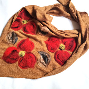 komplet wełniany wełna merynosy kwiaty