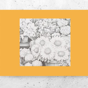 pomarańczowo szary plakat A4, kwiaty plakat na ścianę, boho plakat do domu, mały plakat z kwiatami, botaniczny obrazek do kuchni, kwiatki plakat w stylu vintage, plakat w stylu  retro
