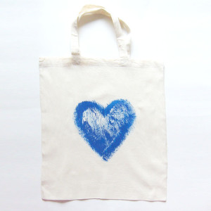 eko torba z serduszkiem, granatowe serduszko torba na zakupy, bawełniana torba, szoperka, shopperka A4