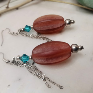 Kolczyki pomarańczowo niebieskie