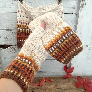 Wełniany komplet komin i mitenki - Kolory Jesieni