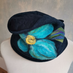 komin tuba wełniany  granatowy filcowany