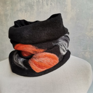 komin tuba wełniany  czarny filcowany