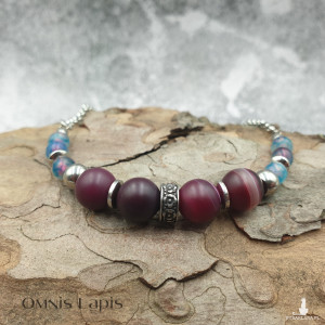 Naszyjnik etno/boho/orient - matowy agat