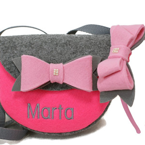 Malutka torebka z imieniem, opaska z kokardką